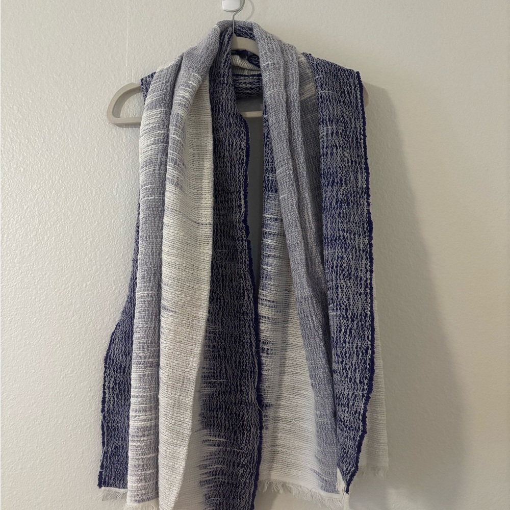 rag and bone Blue and White Textured Scarf